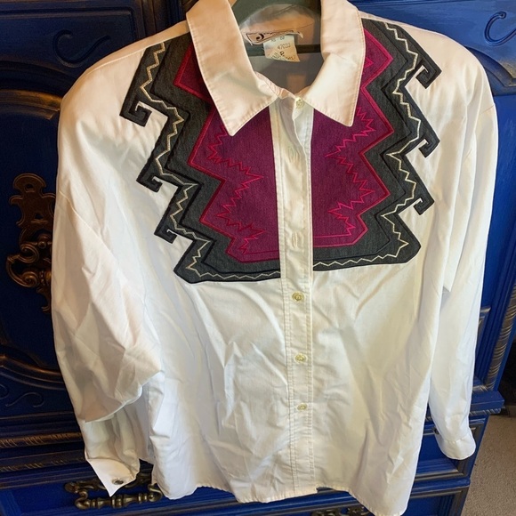 Vintage Joyce Sportsware Western Top Blouse Sz 12 Button Down - Picture 1 of 4
